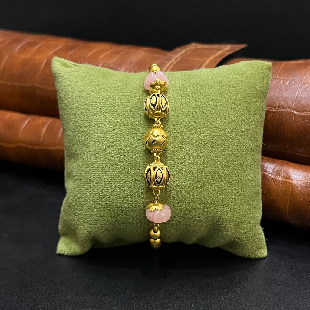 Silver Ladies Bracelet Pumkin Lotus Filigree Gold Polish 925