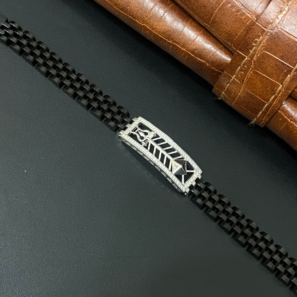 Silver Mens Flexible Band Arrow 925