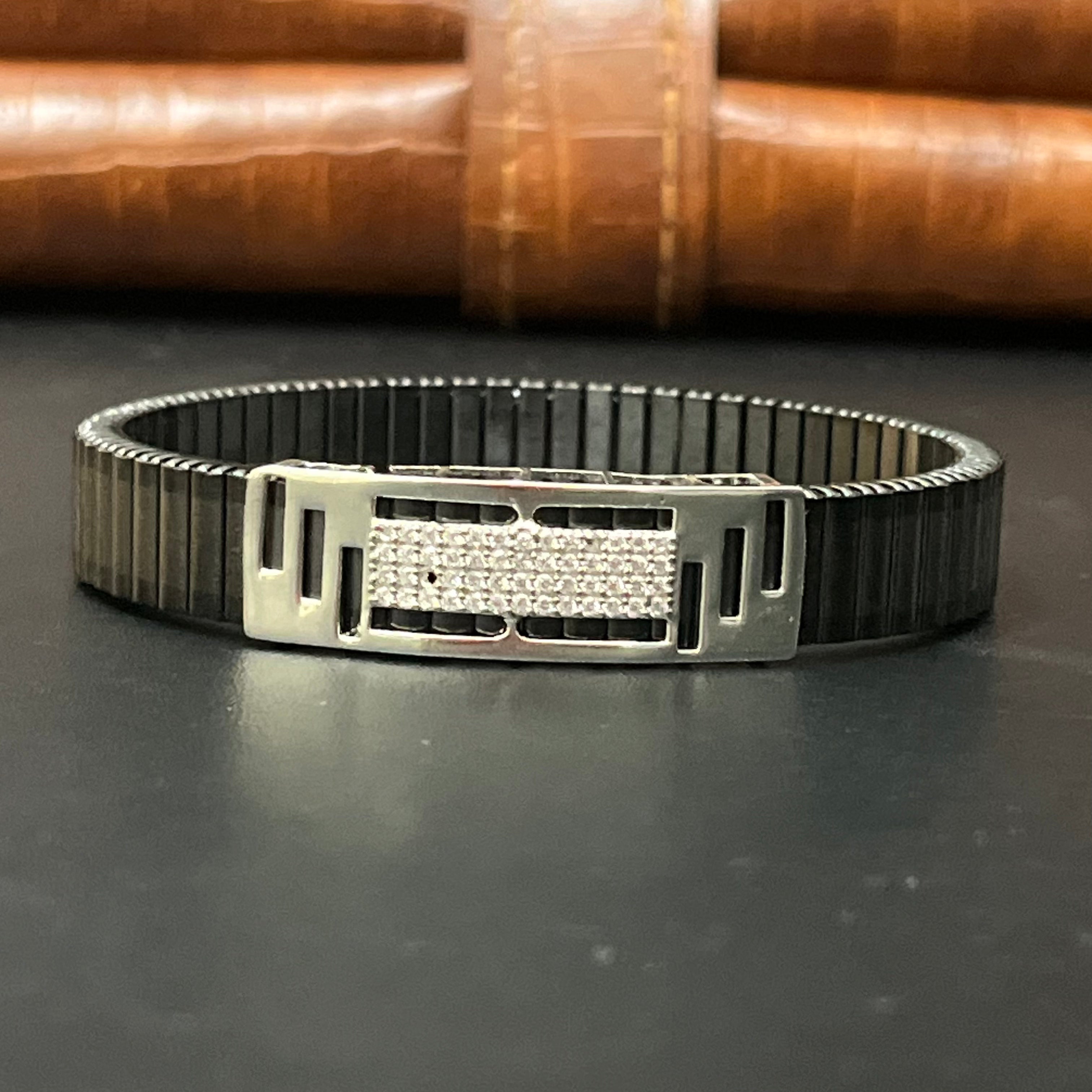 Silver Mens Flexible Bracelet FB9 925