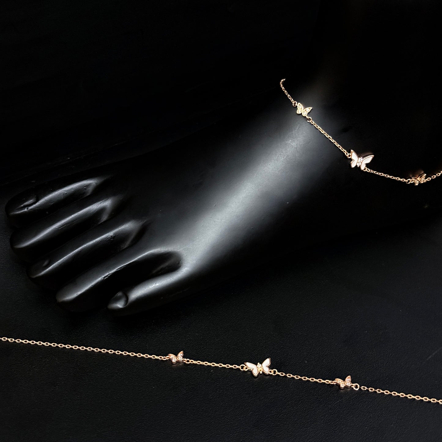 Silver Ladies Anklet 3Butterfly RG