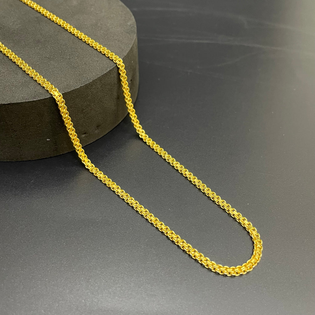 Silver Mens Chain Flat Gold Finish 925