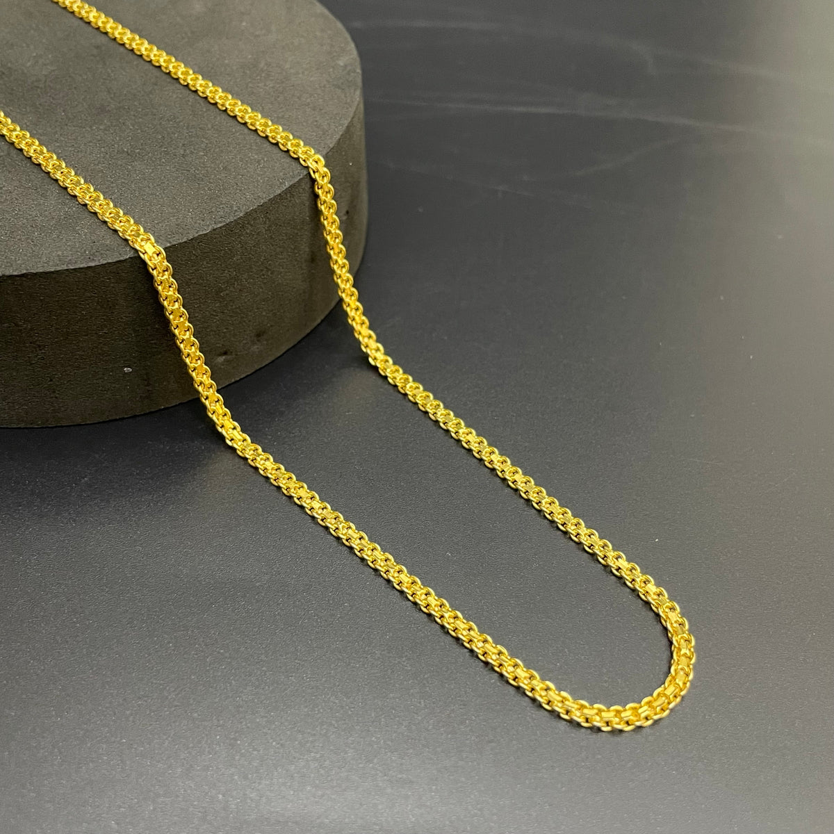 Silver Mens Chain Flat Gold Finish 925