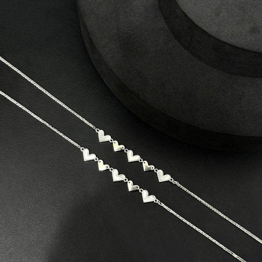 Silver Ladies Anklet_String of Hearts SS