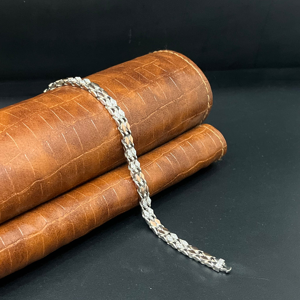Silver Mens Bracelet Kathli Broad Dual Tone 1 925