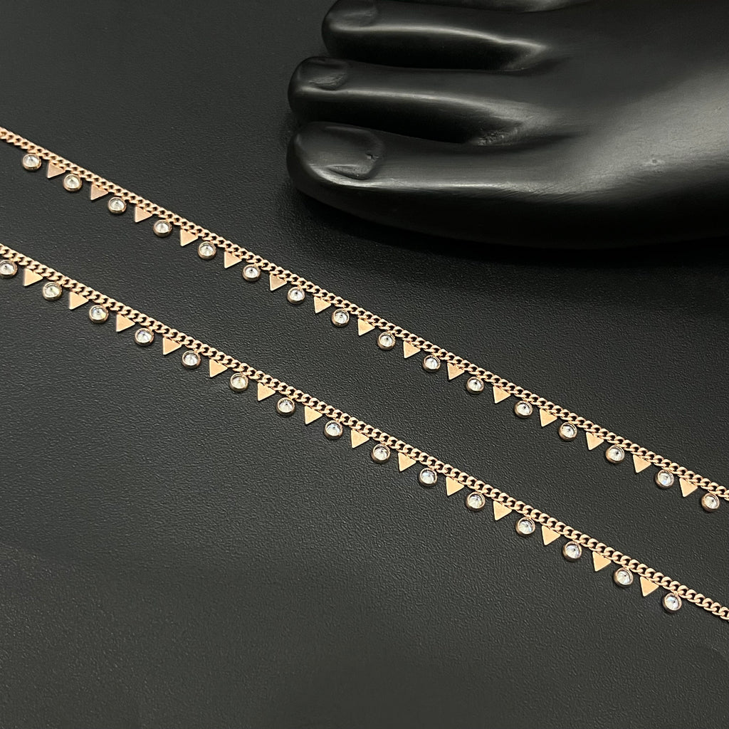 Silver Ladies Anklet Triangle & Circle