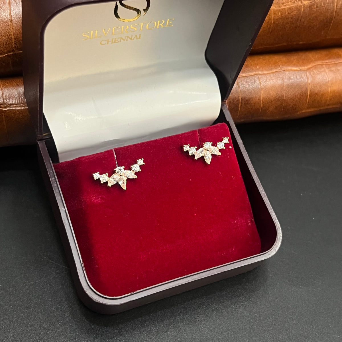Silver Ladies Second Stud Floral Butterfly Rose Gold 925