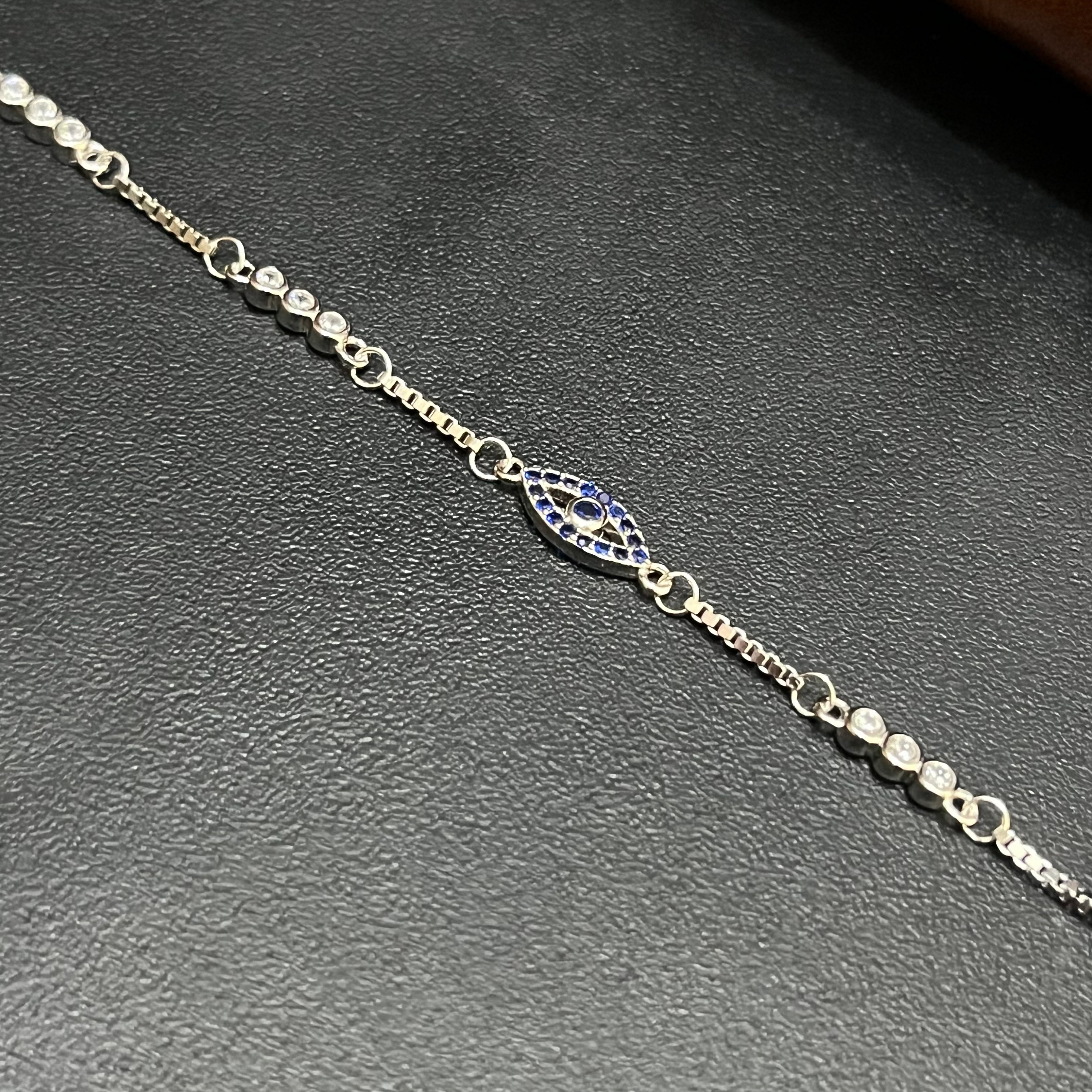 Silver Ladies Bracelet Princess Blue Oval Elegance 925