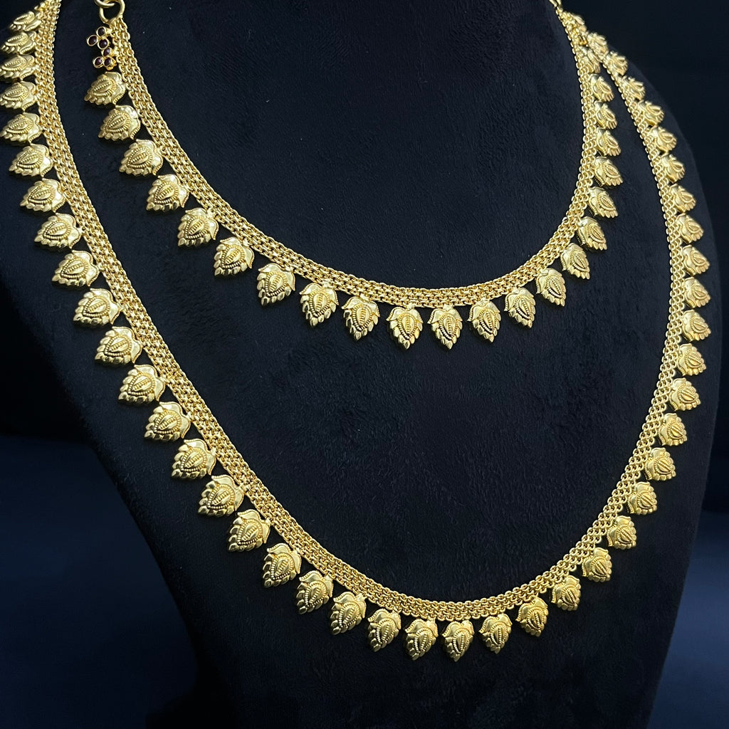 Silver Ladies Necklace And Haram Antique Mango Textured Gold Finish 925