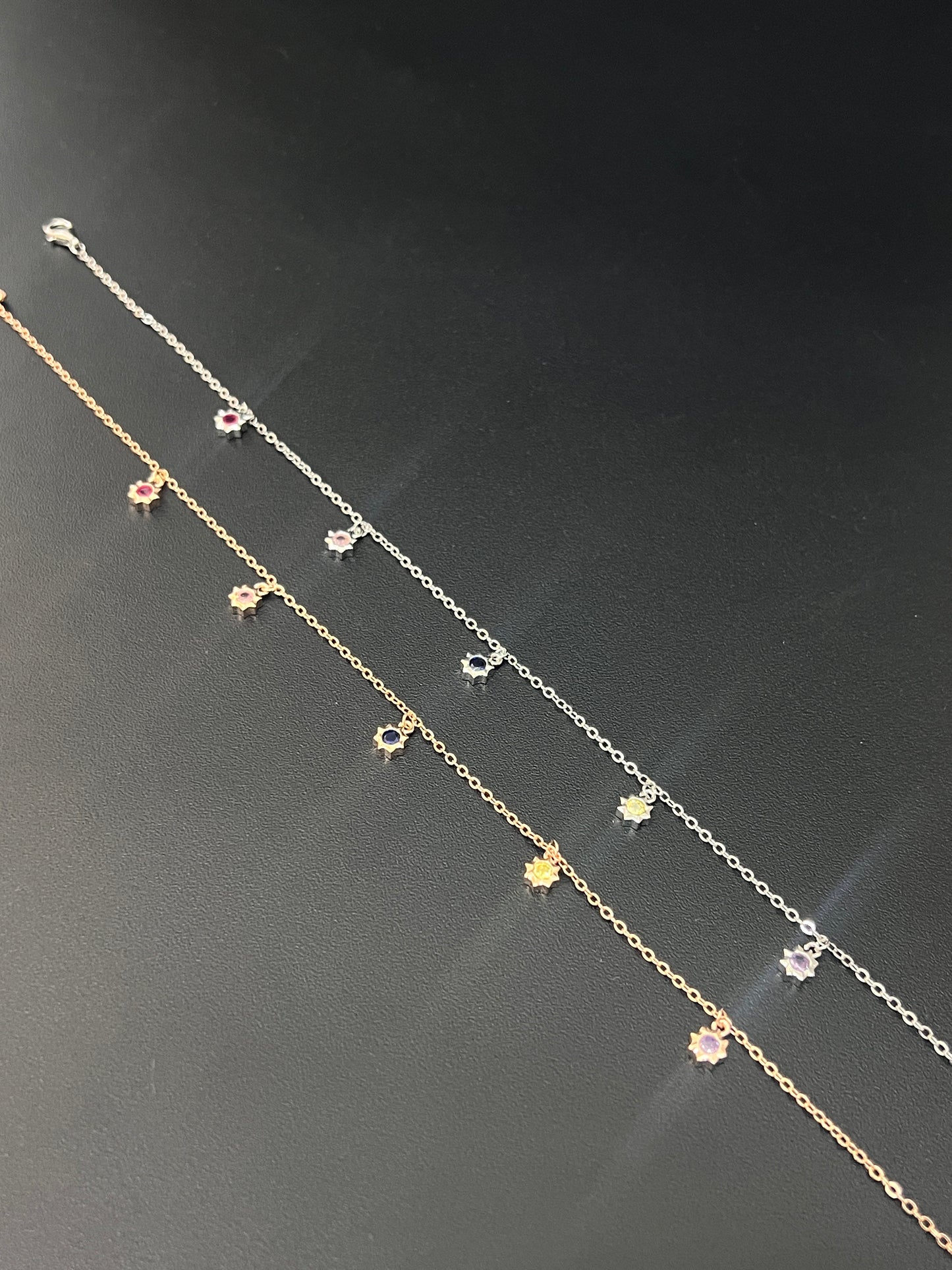 Ladies Flower Anklet Silver Rosegold