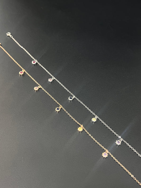 Ladies Flower Anklet Silver Rosegold