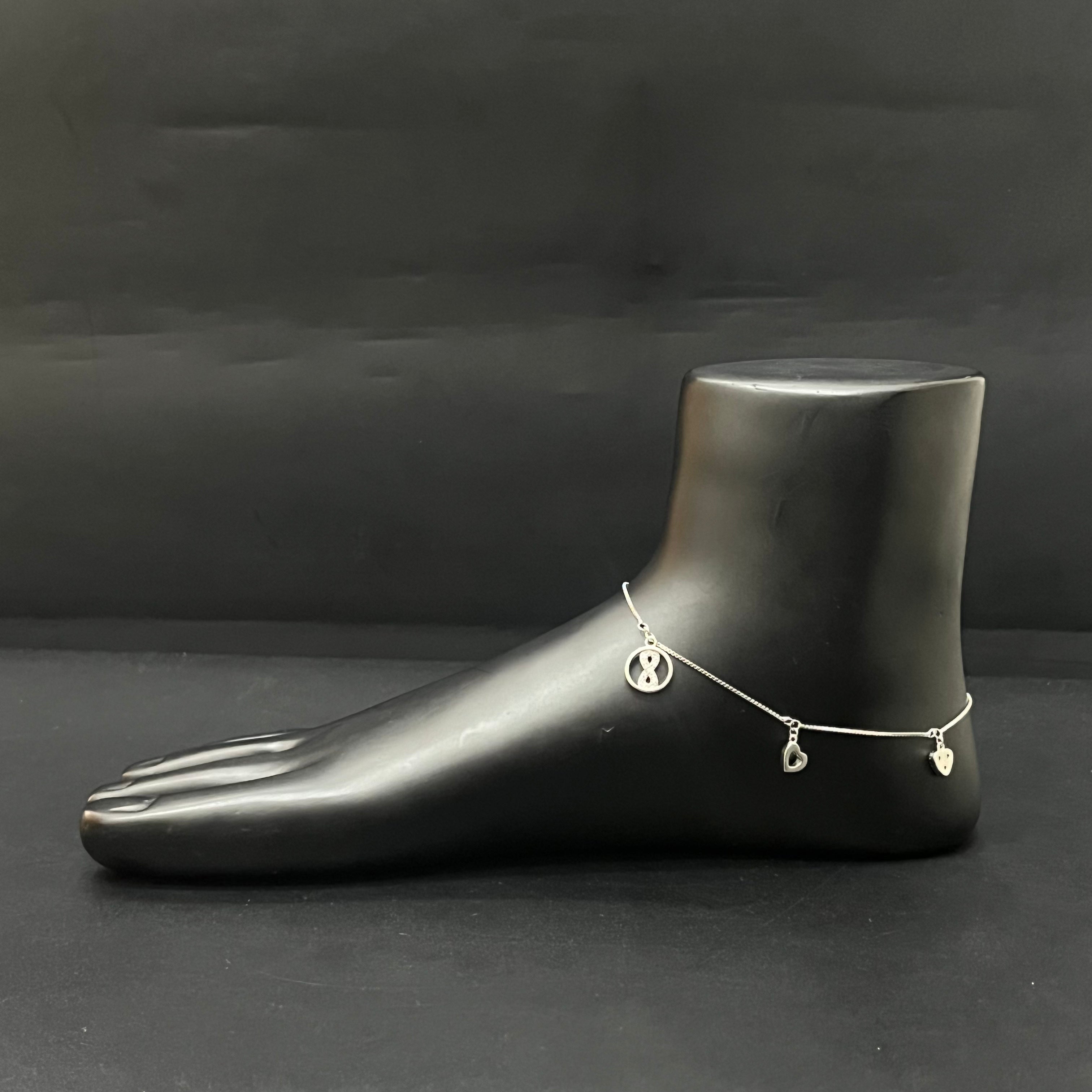 Silver Ladies Anklet Charms Infinity