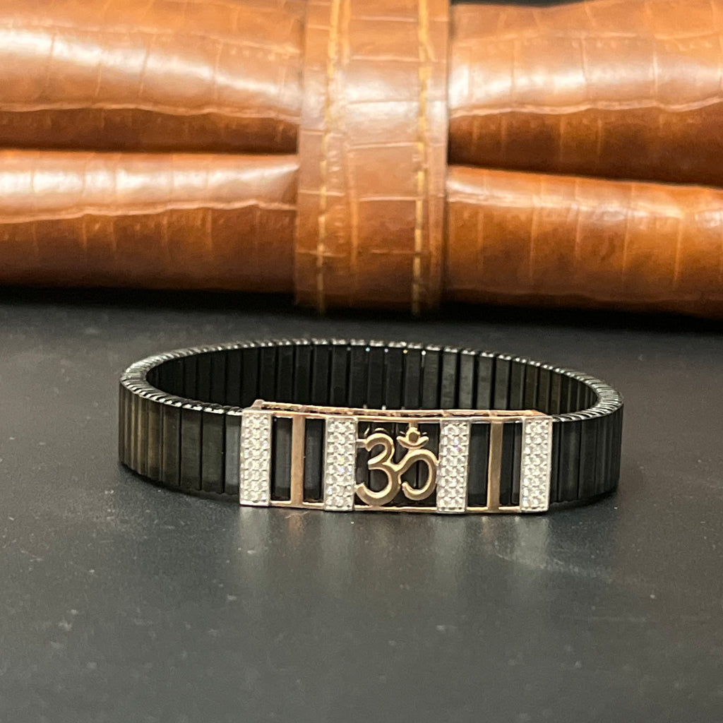 Silver Mens Flexible Bracelet OM Rosegold FB1 925
