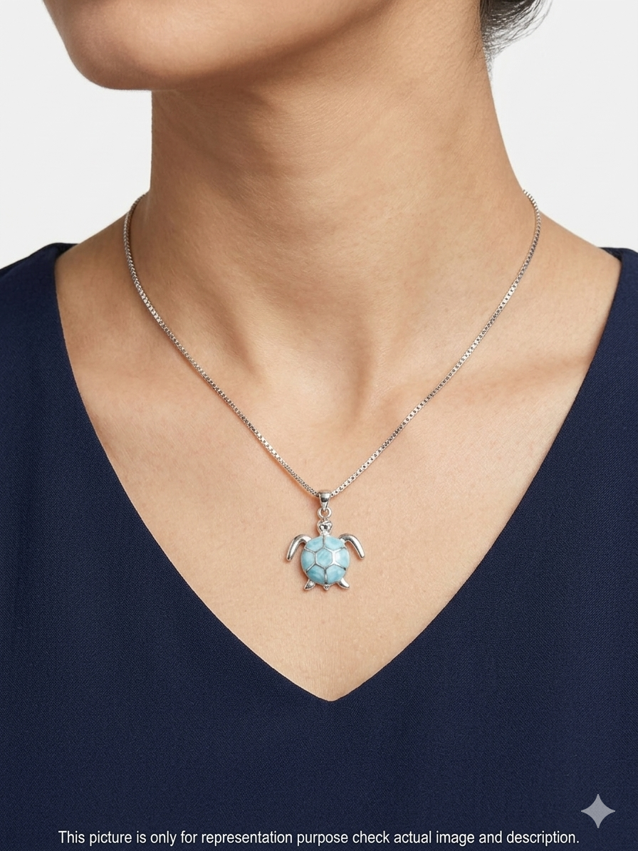 Ladies Pendant Chain_Tortoise Shape With Blue Stone