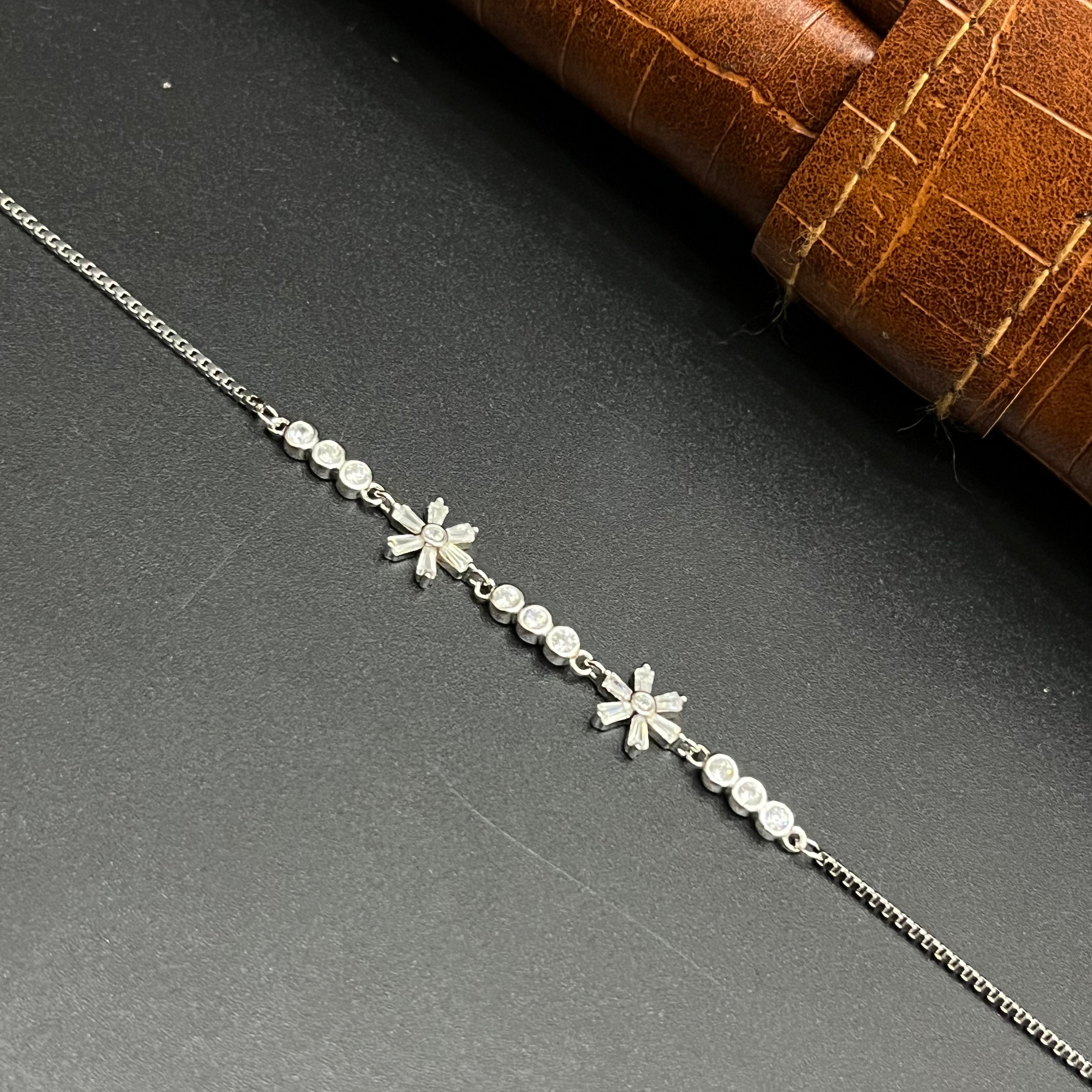 Silver Ladies Bracelet Double Floral Luxe 925