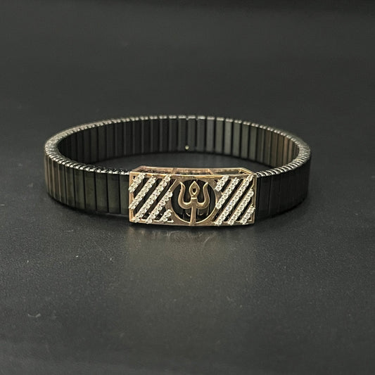 Silver Mens Flexible Band Shiv Trishul Rosegold