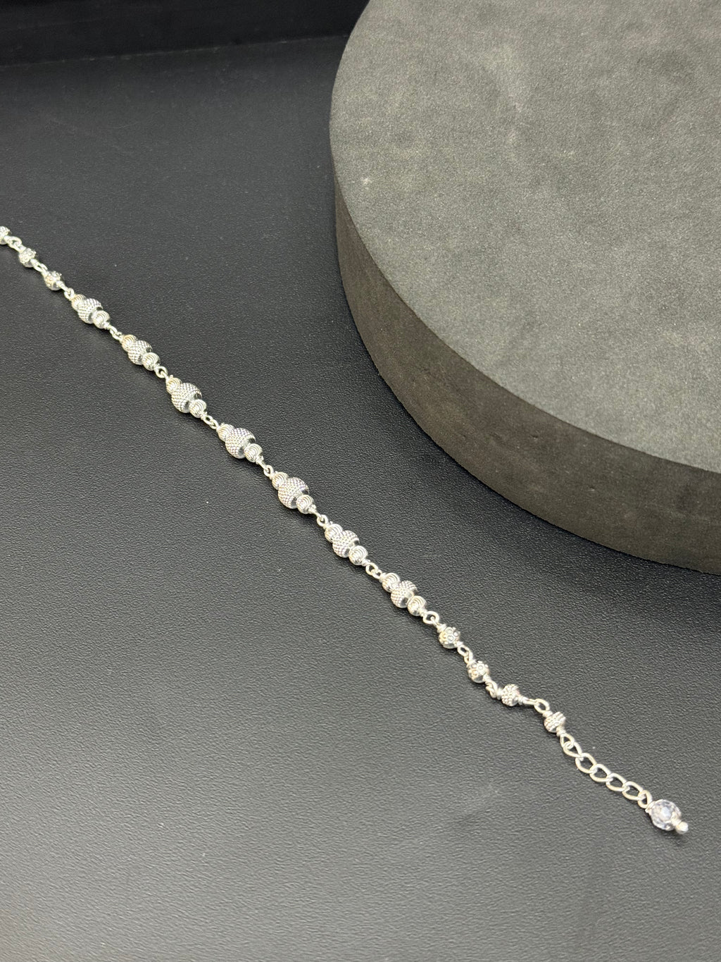 Silver Ladies Bracelet CNC Balls C07