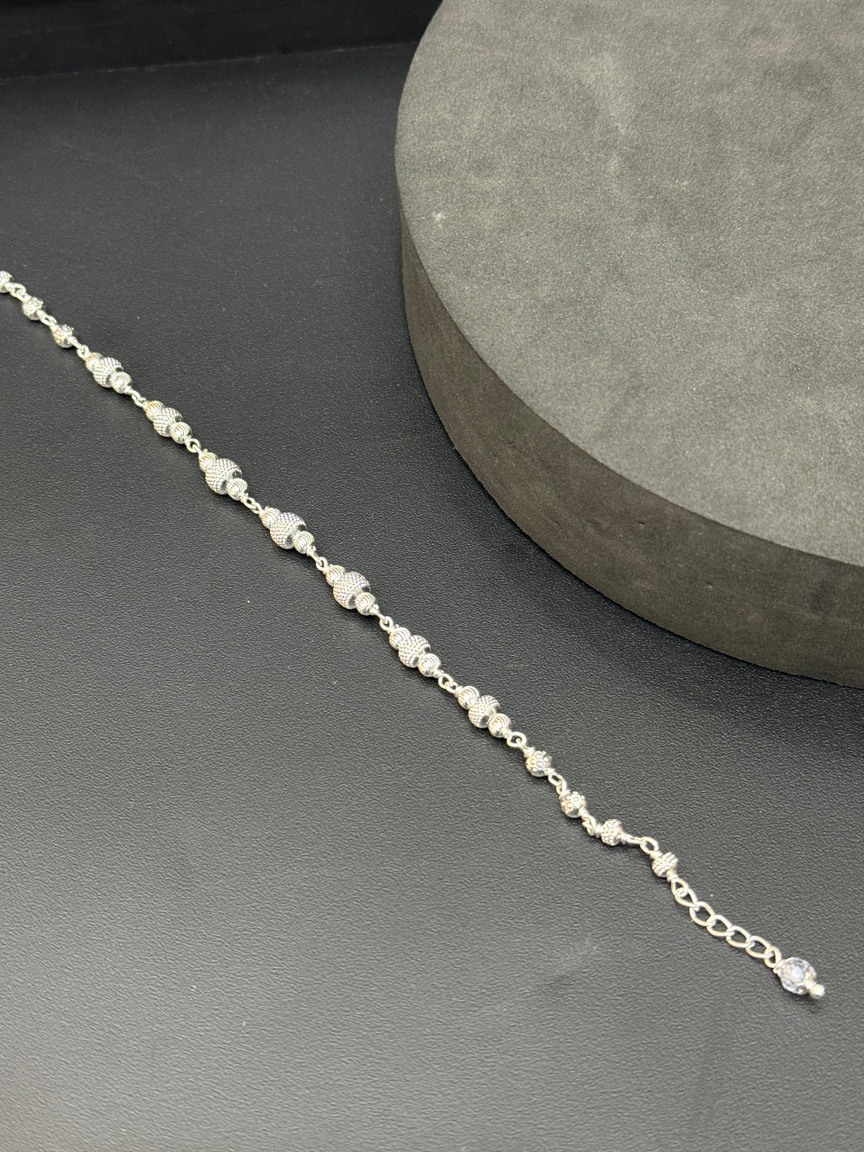 Silver Ladies Bracelet CNC Balls C07