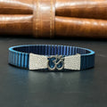 Silver Mens Flexible Bracelet Blue Band OM 925