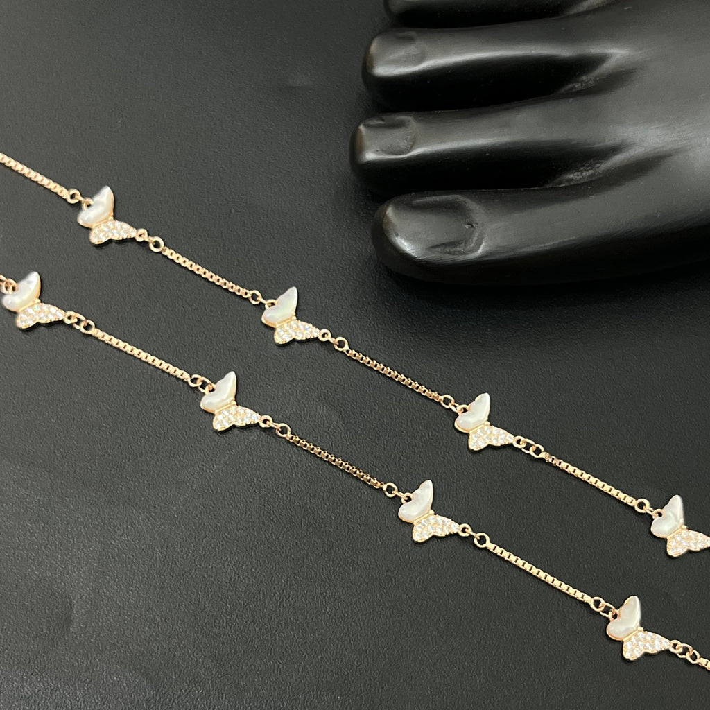 Silver Ladies Anklet Butterfly Rosegold 925