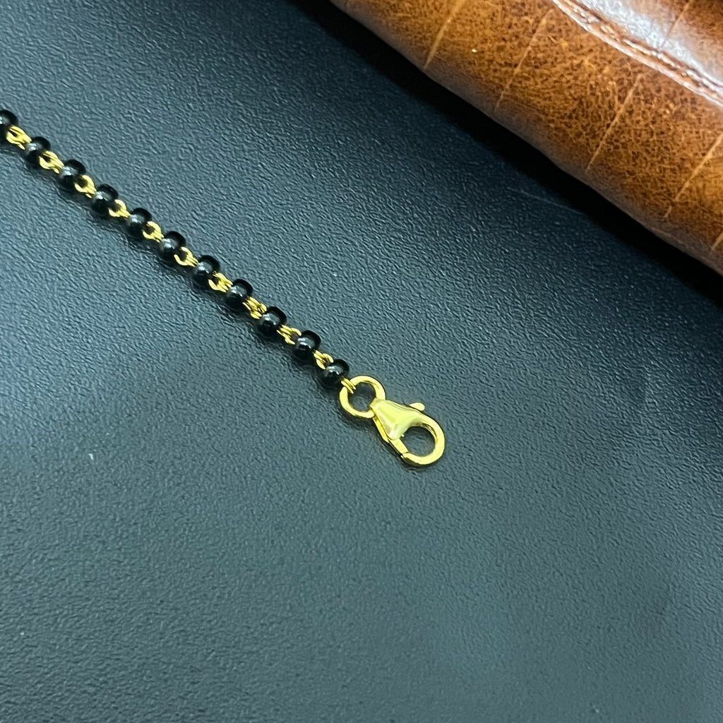 Silver Ladies Bracelet Black beads Gold Finished B1