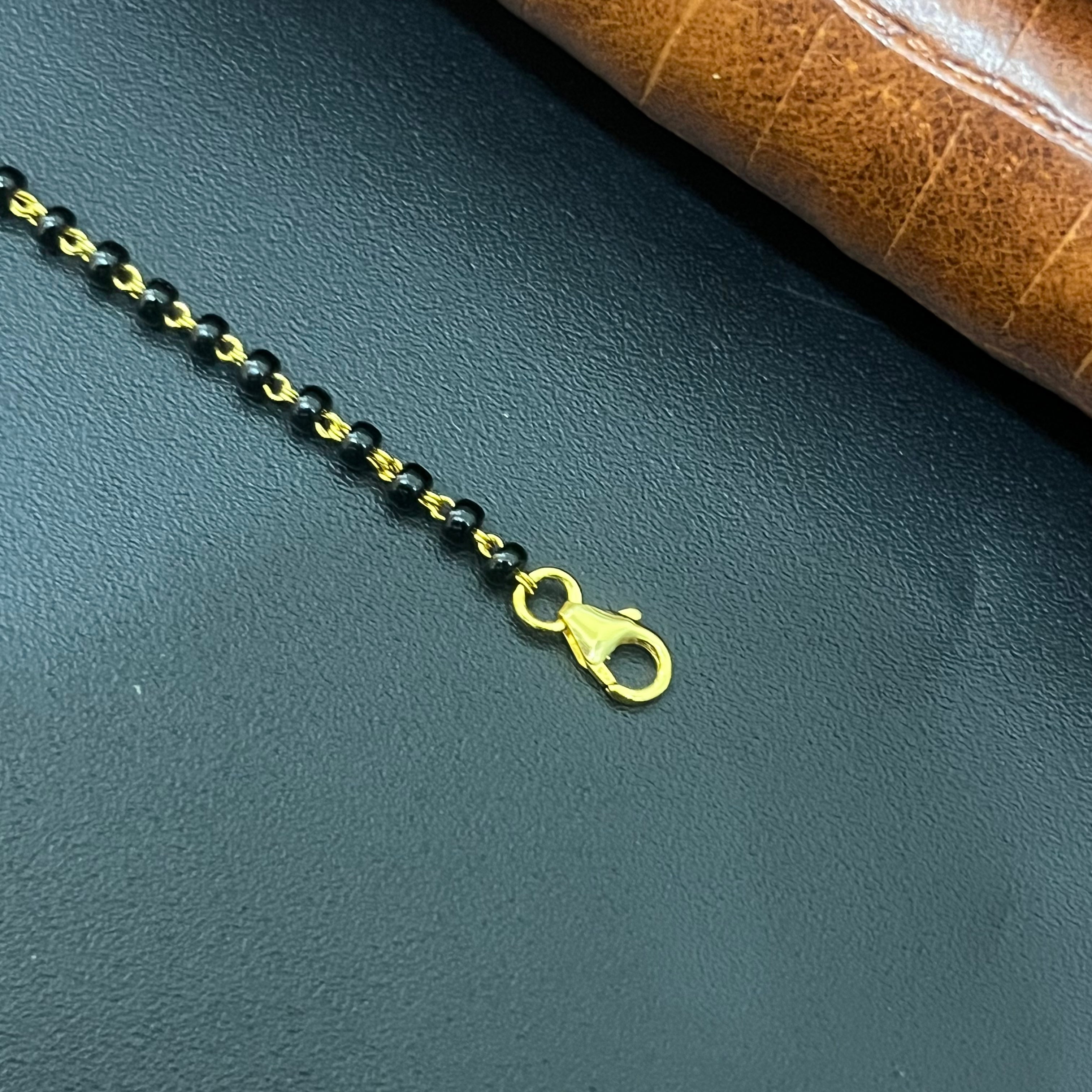 Silver Ladies Bracelet Black beads Gold Finished B1