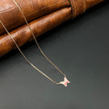 Silver Ladies Chain Pink Butterfly Rosegold