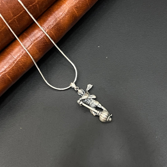Silver Hanuman Pendant Matte Finished