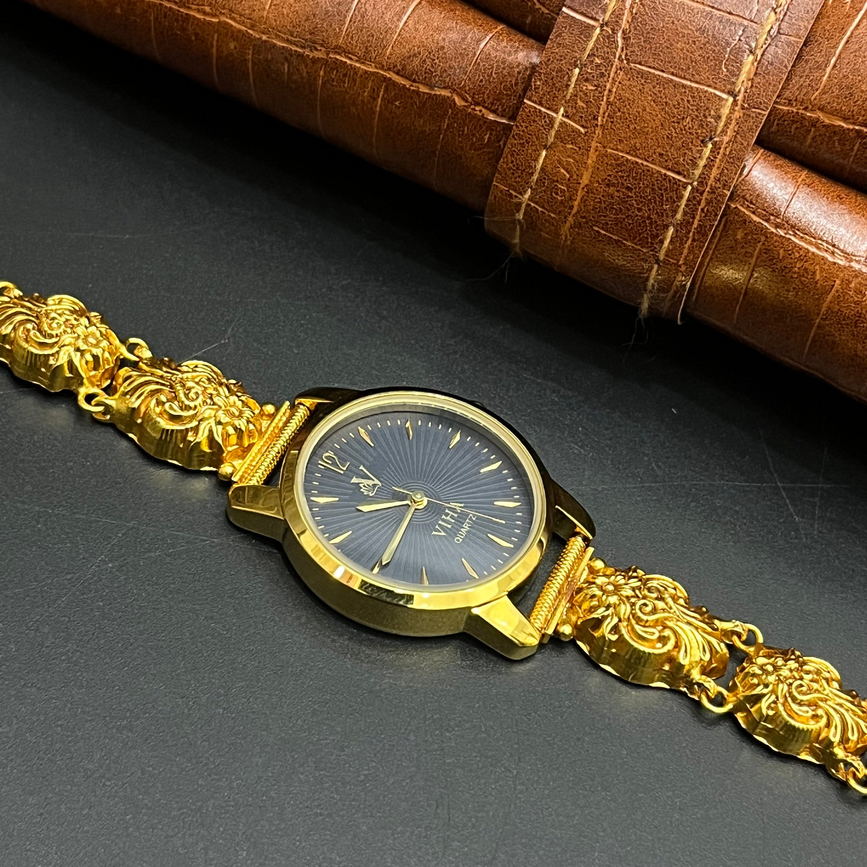 Silver Ladies Watch Antique Floral Blossom Gold Finish M02 925