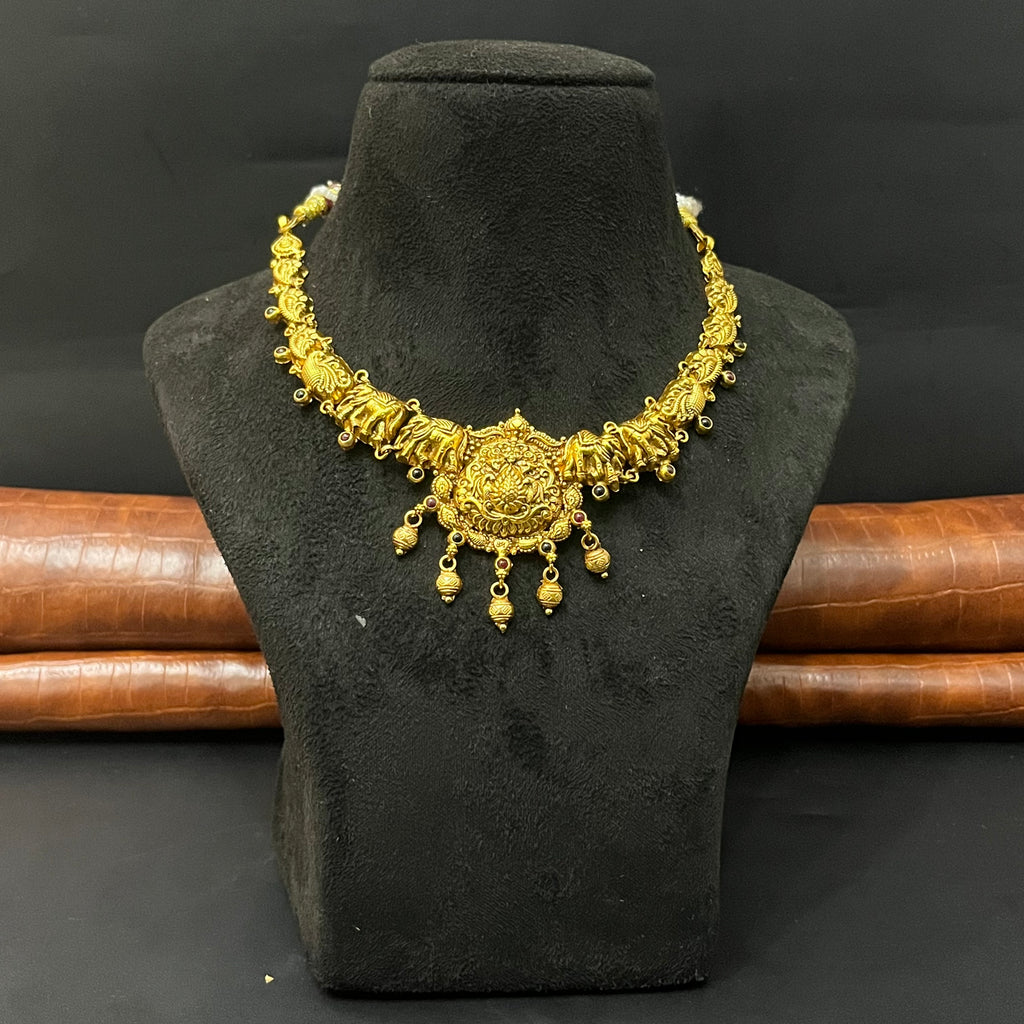 Silver Antique Necklace Gold Finished N02