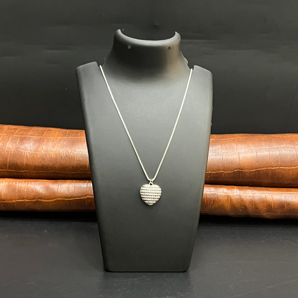 Silver Ladies Pendant Chain Fabulous Heart Charms 3D 925