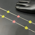 Silver Baby Anklet 3 Colured Flower