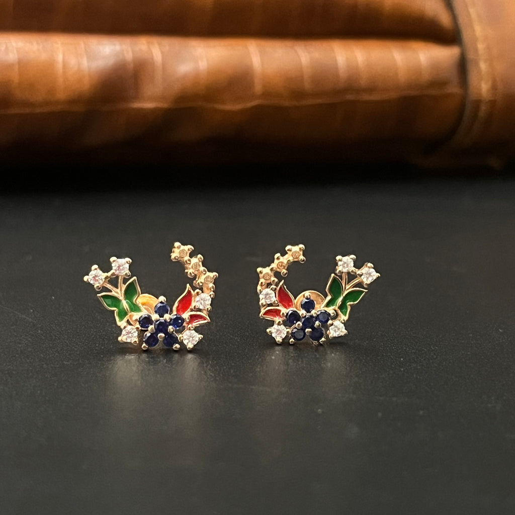 Silver Ladies Stud  Multi Color
