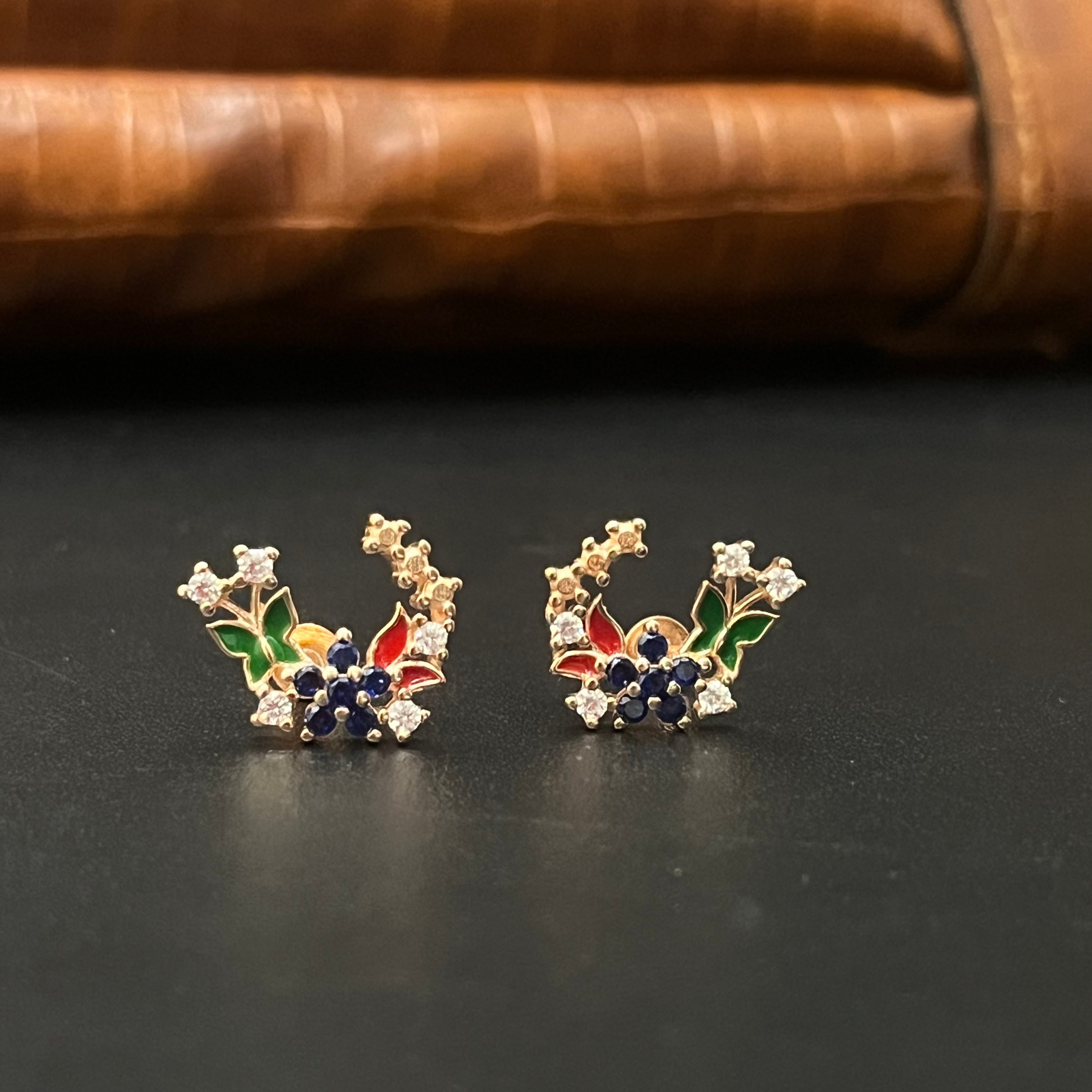 Silver Ladies Stud  Multi Color