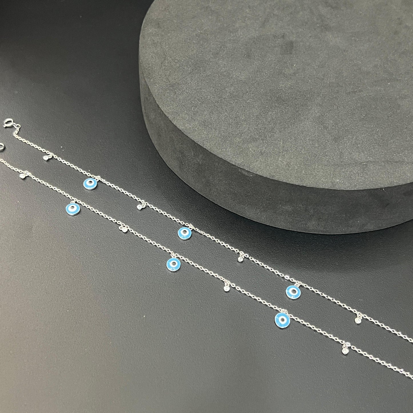 Ladies Anklet sky Blue Evileye