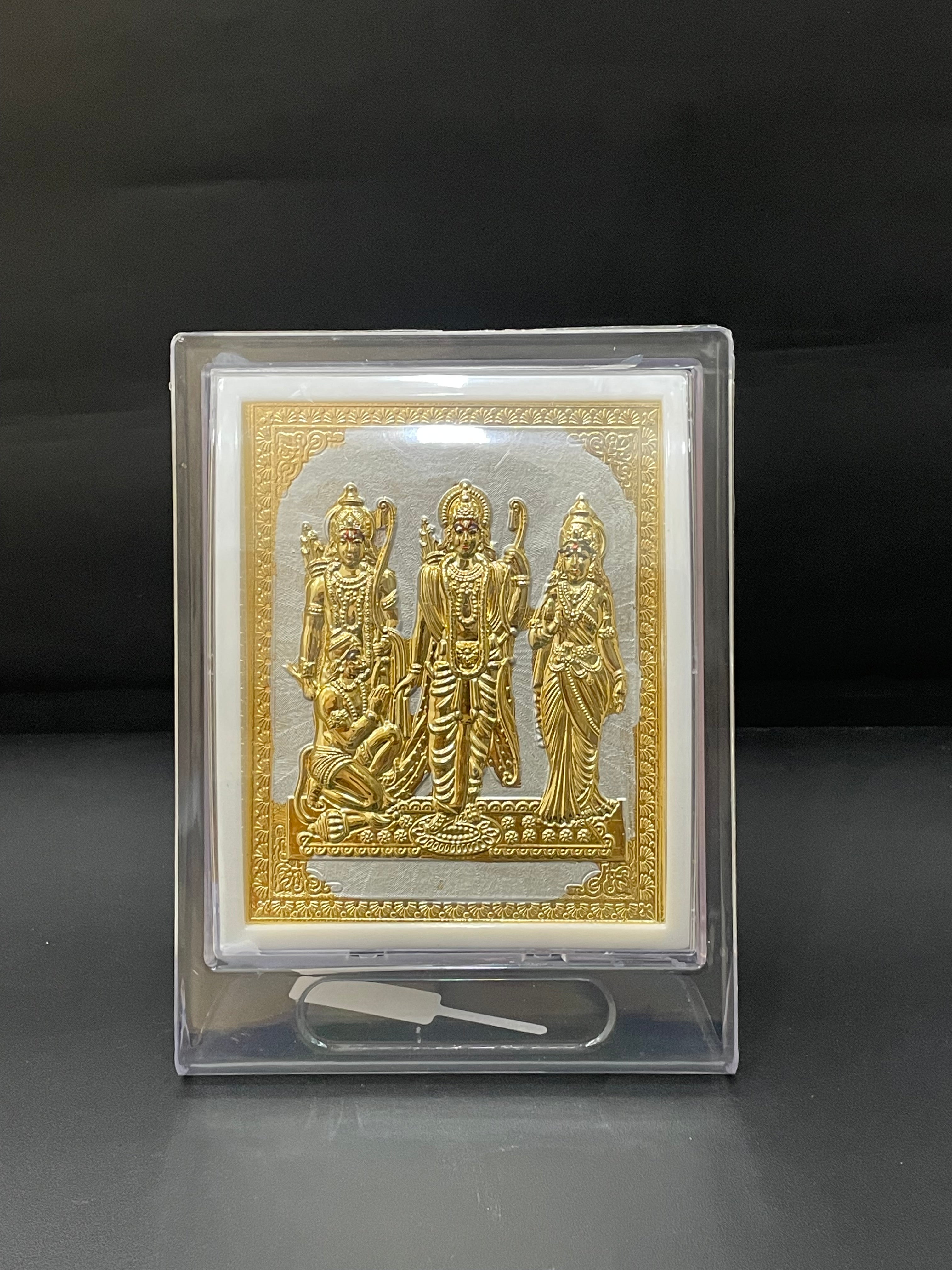 Silver Ram Sita Lakshman Gold Finished Frame 999 M