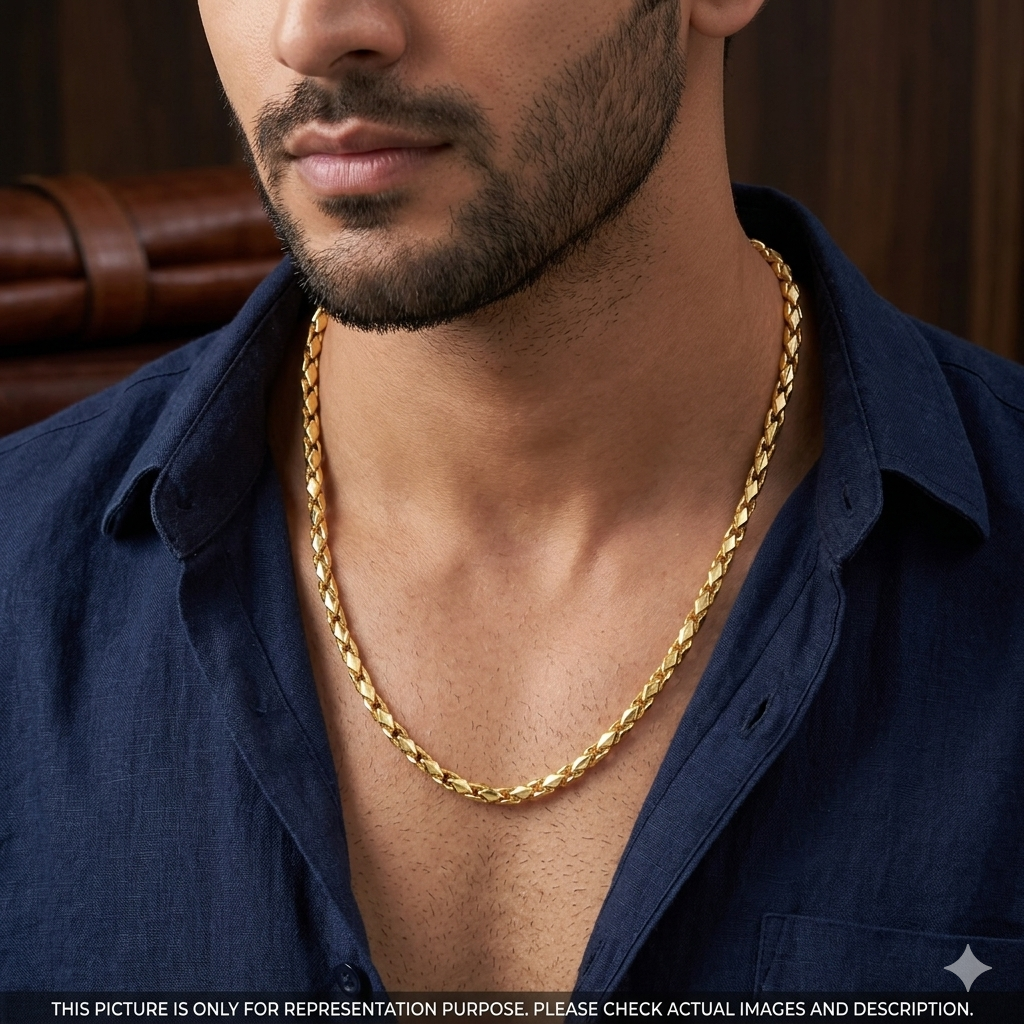 Silver Kathli Chain Two Tone Gold Finished 20inches S