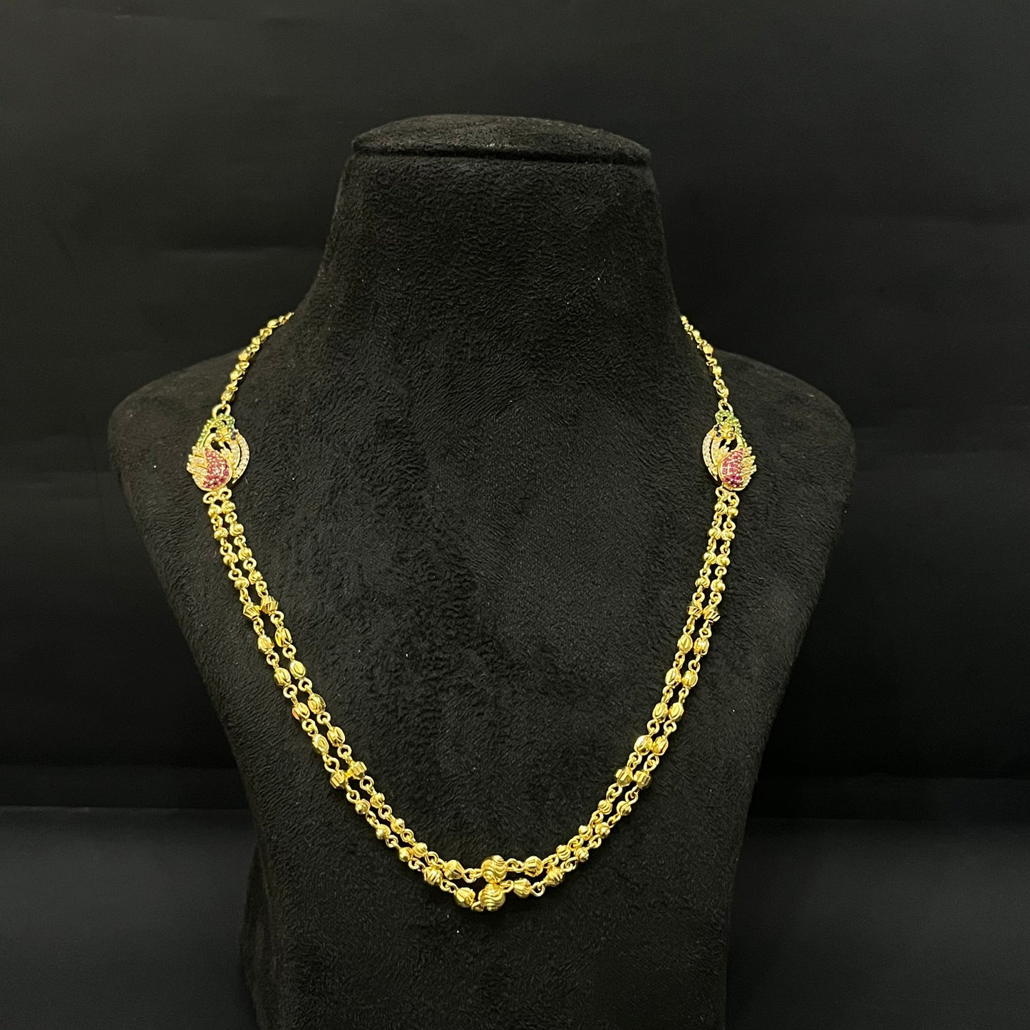 Silver Ladies Double Layer Peacock Chain Gold Polish