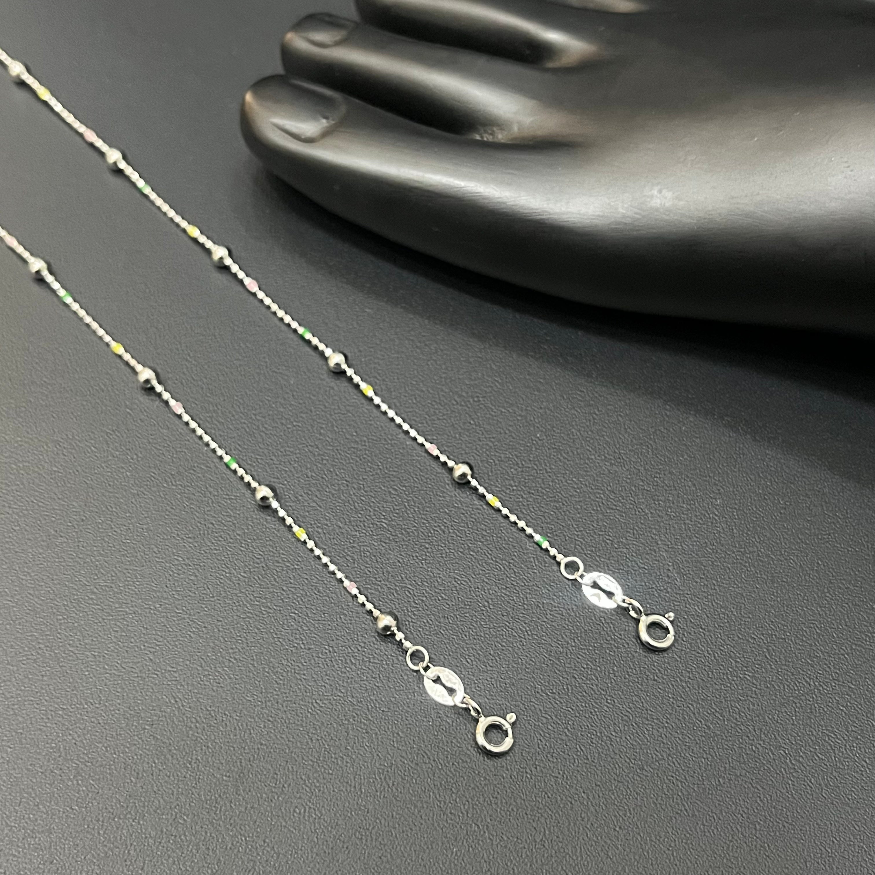 Silver Ladies Anklet Mini Balls