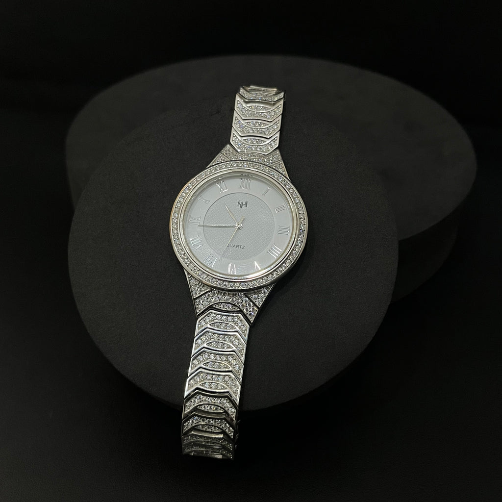 Silver Mens Watch American Diamond Limited Edition Series QUARTZ
