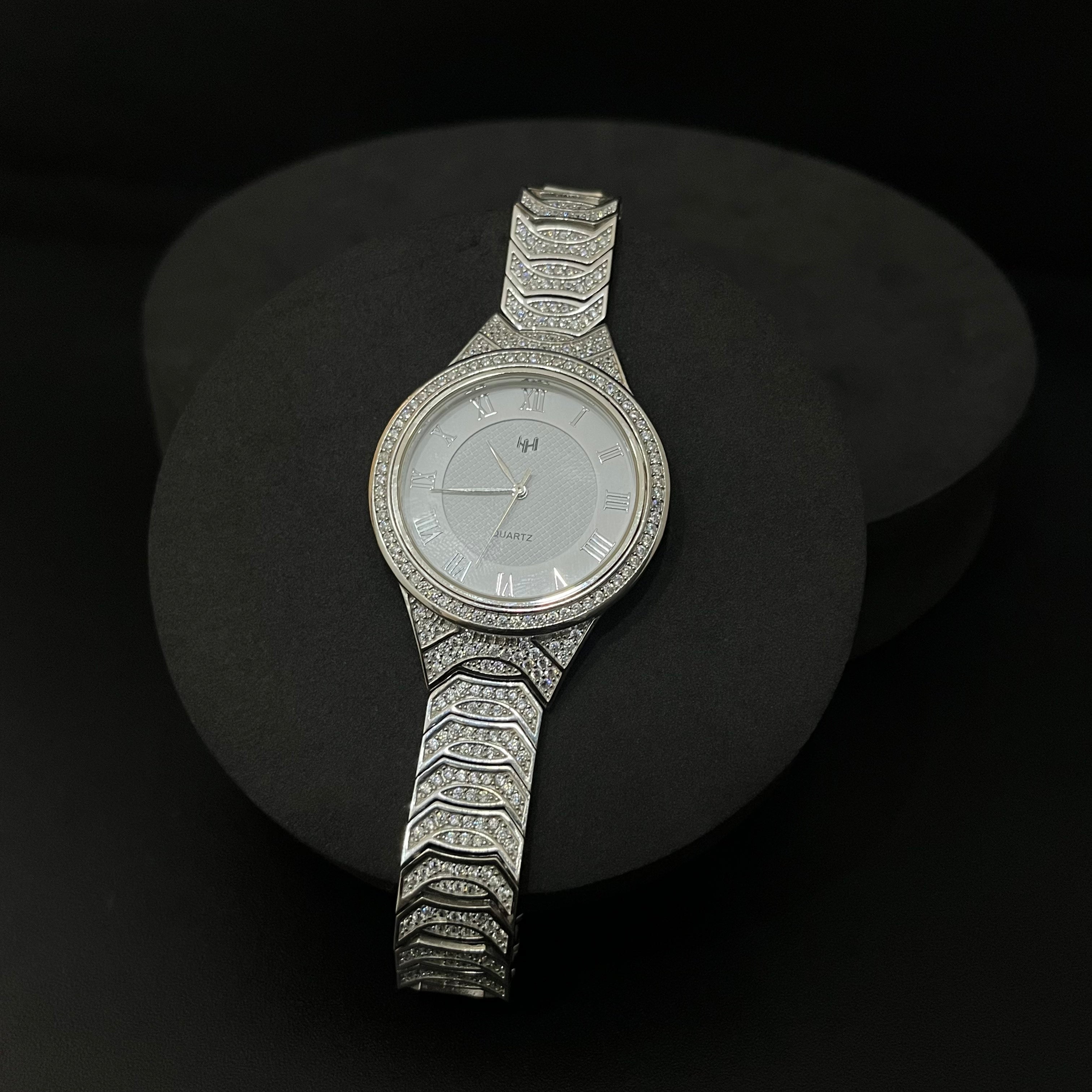 Silver Mens Watch American Diamond Limited Edition Series QUARTZ