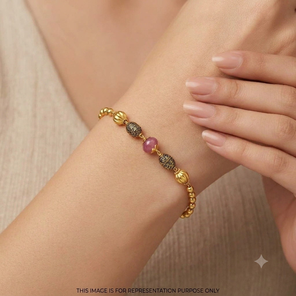 Silver Ladies Bracelet Traditional Pattern Gold Finish 925