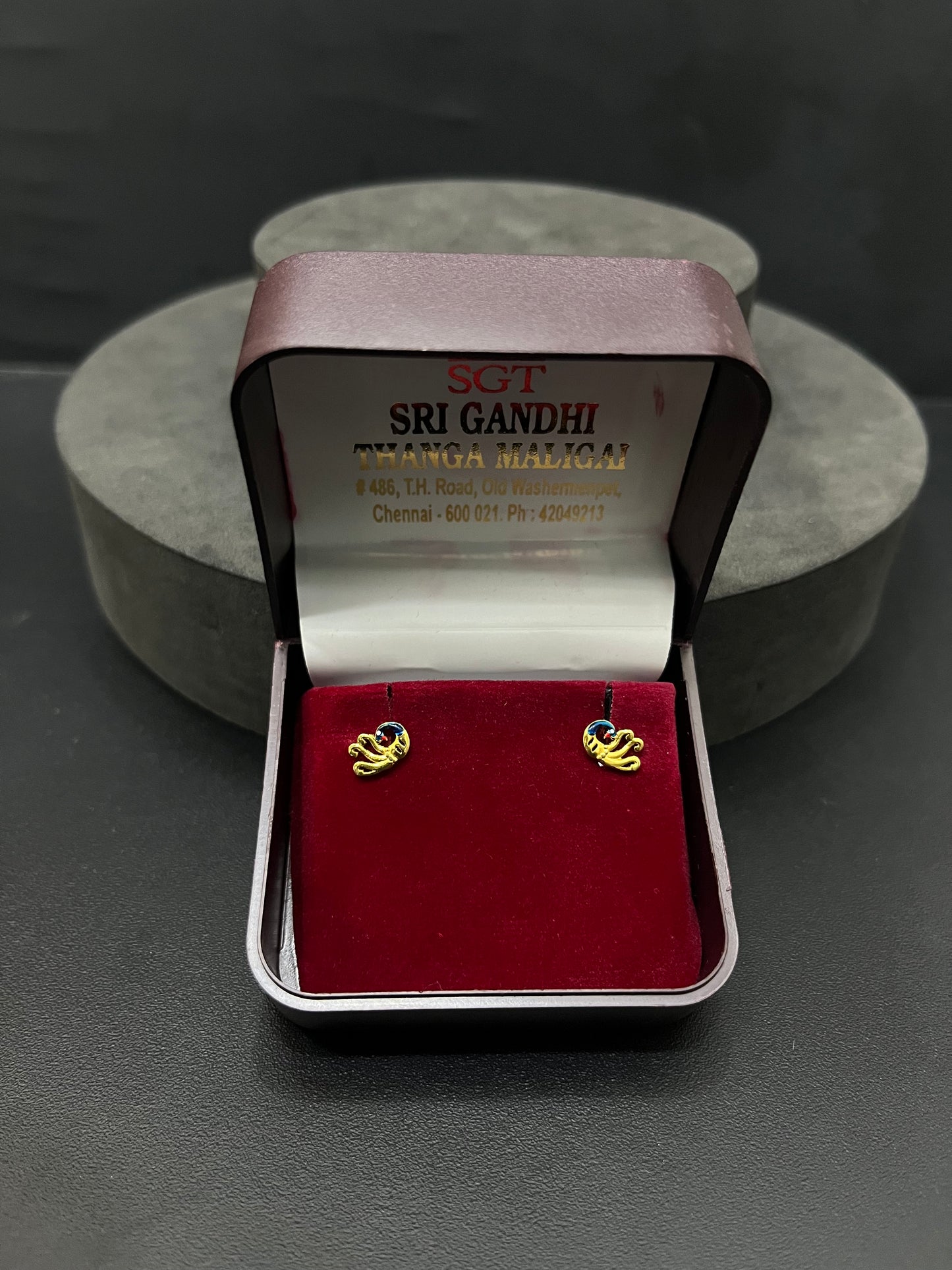 Gold Peacock Floral Studs 18K