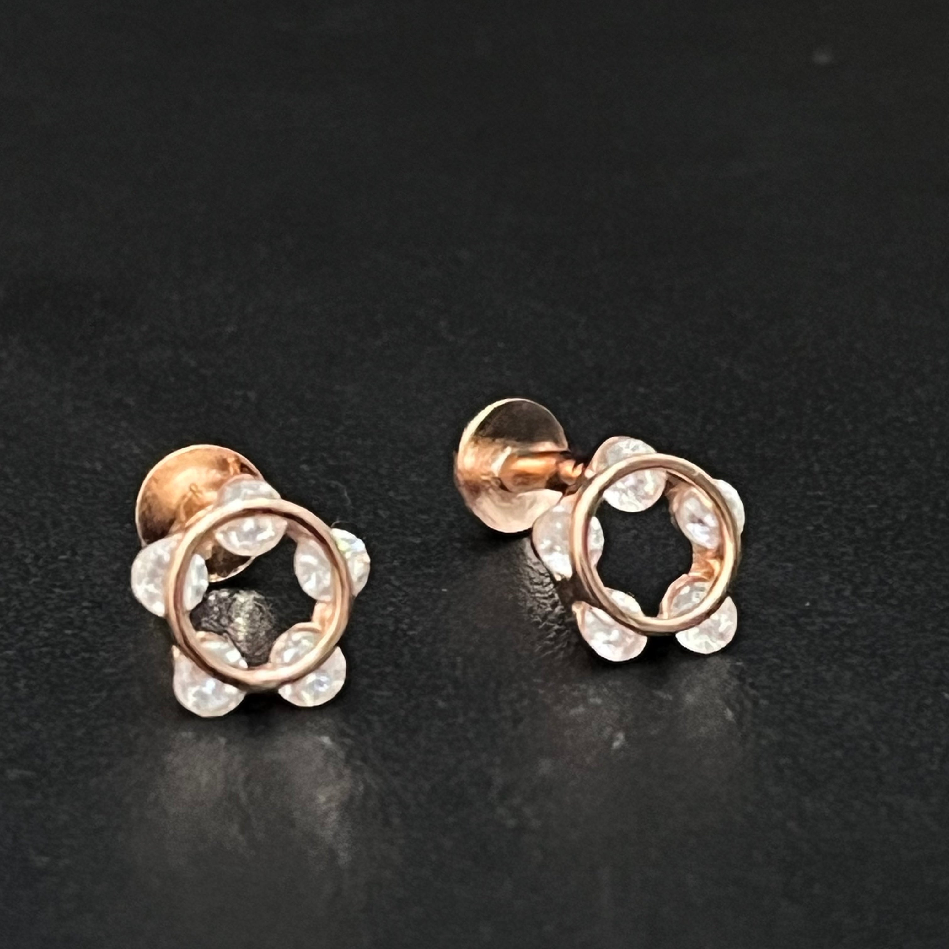 Silver Ladies Stud Circle Stones RG