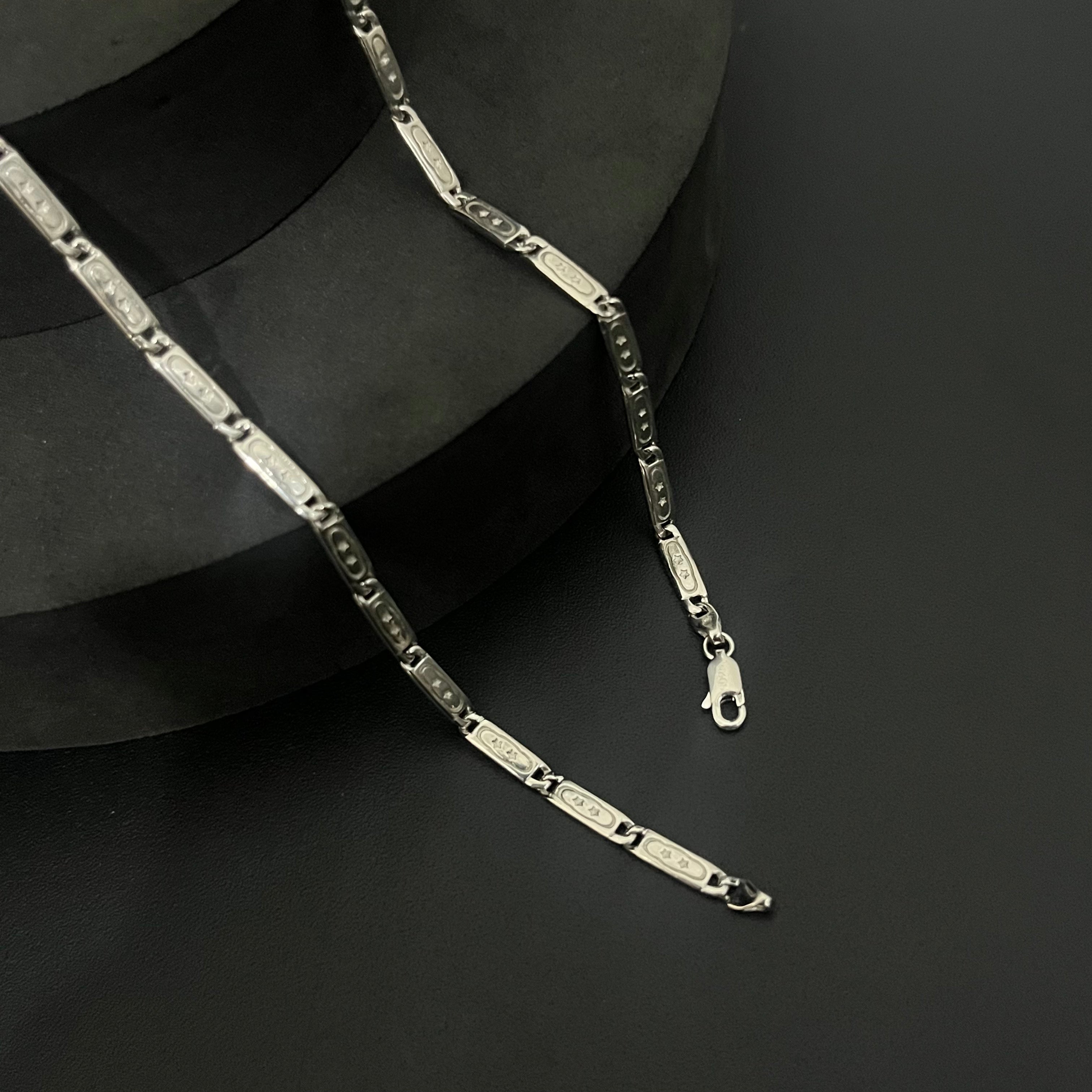 Silver Mens Chain Flat Italian Star