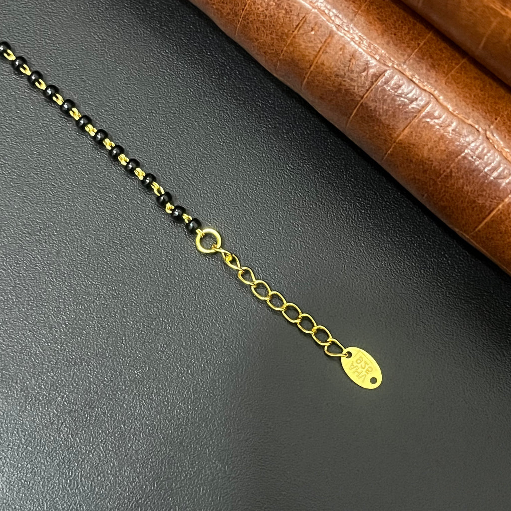 Silver Ladies Mangalsutra Black Beads Chain Gold Finished 3