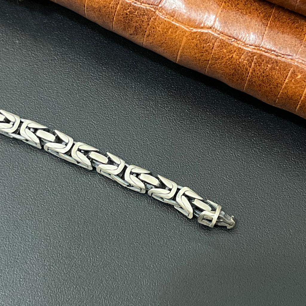 Silver Mens Bracelet Snake Oxidised 925
