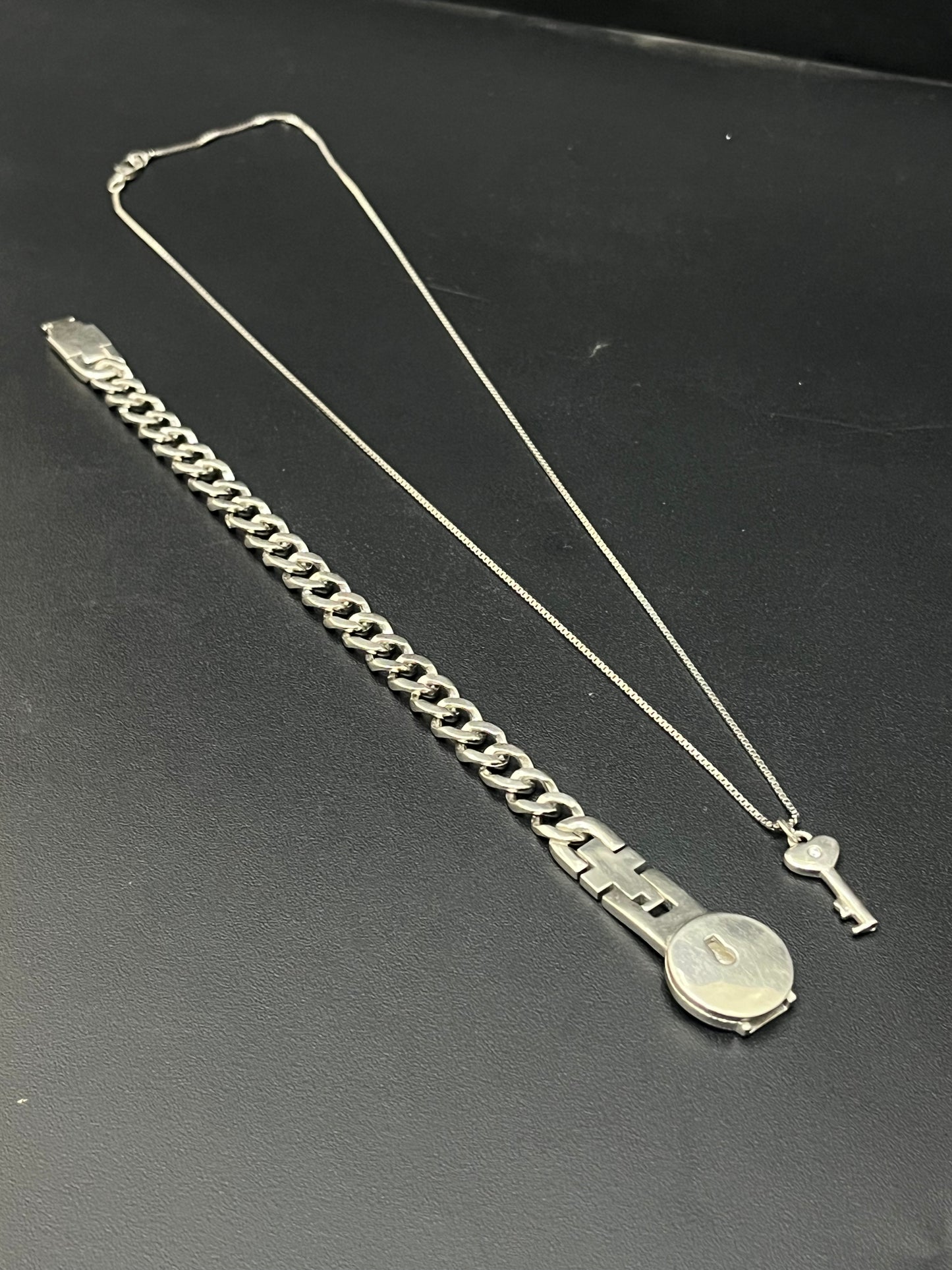 Silver Couple Bracelet & Chain