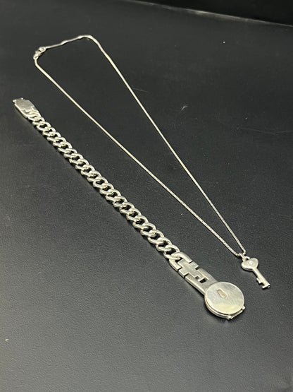 Silver Couple Bracelet & Chain