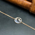 Silver Ladies Bracelet Blue Aura Floral Butterfly Two Link Rose Gold 925
