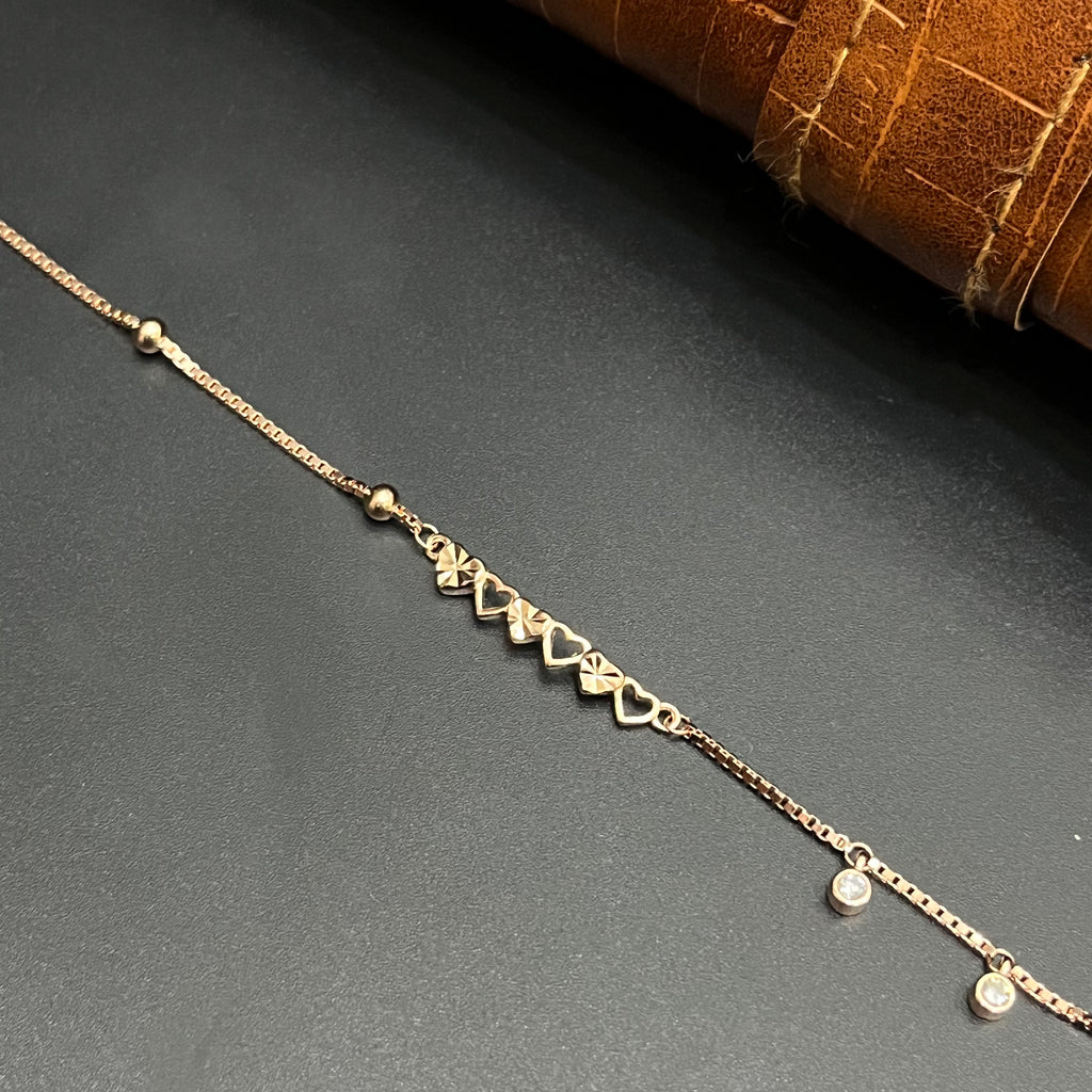 Silver Ladies Bracelet Golden Heart & Star Link Rose Gold 925